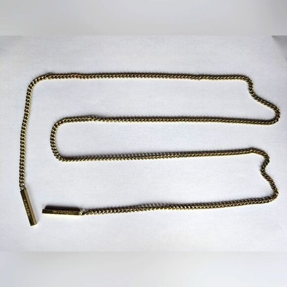 Calvin Klein Wrap goldtone bar pendant chain necklace * belt - Picture 5 of 8